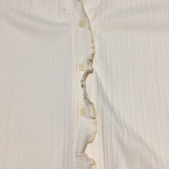 Dazy Button Front Blouse Top Women’s XL Off White Ruffled Accents Soft - Picture 7 of 11